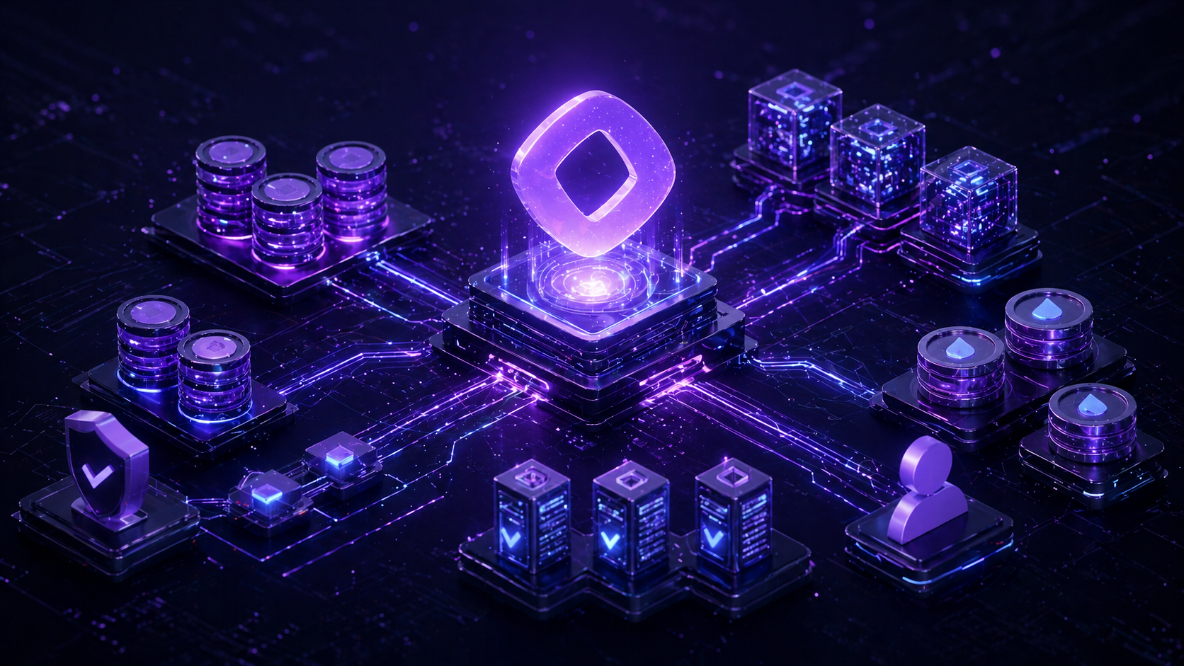 Abstract Monad staking network visual for the FastLane layered staking article