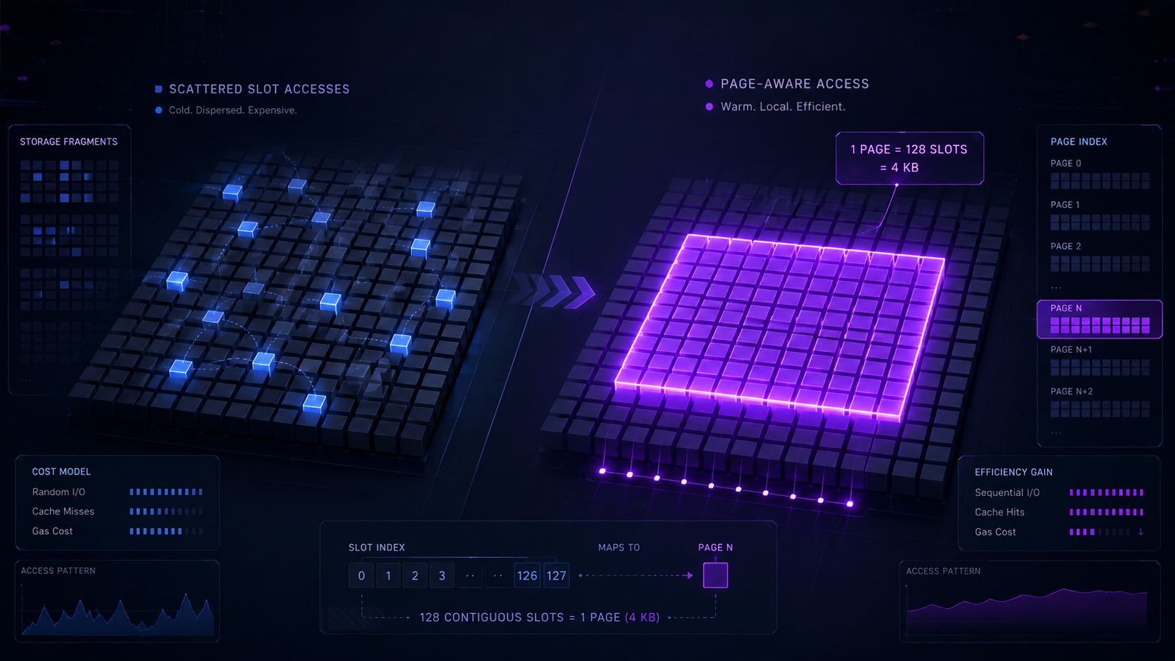 Abstract page-aware storage visual for Monad MIP-8