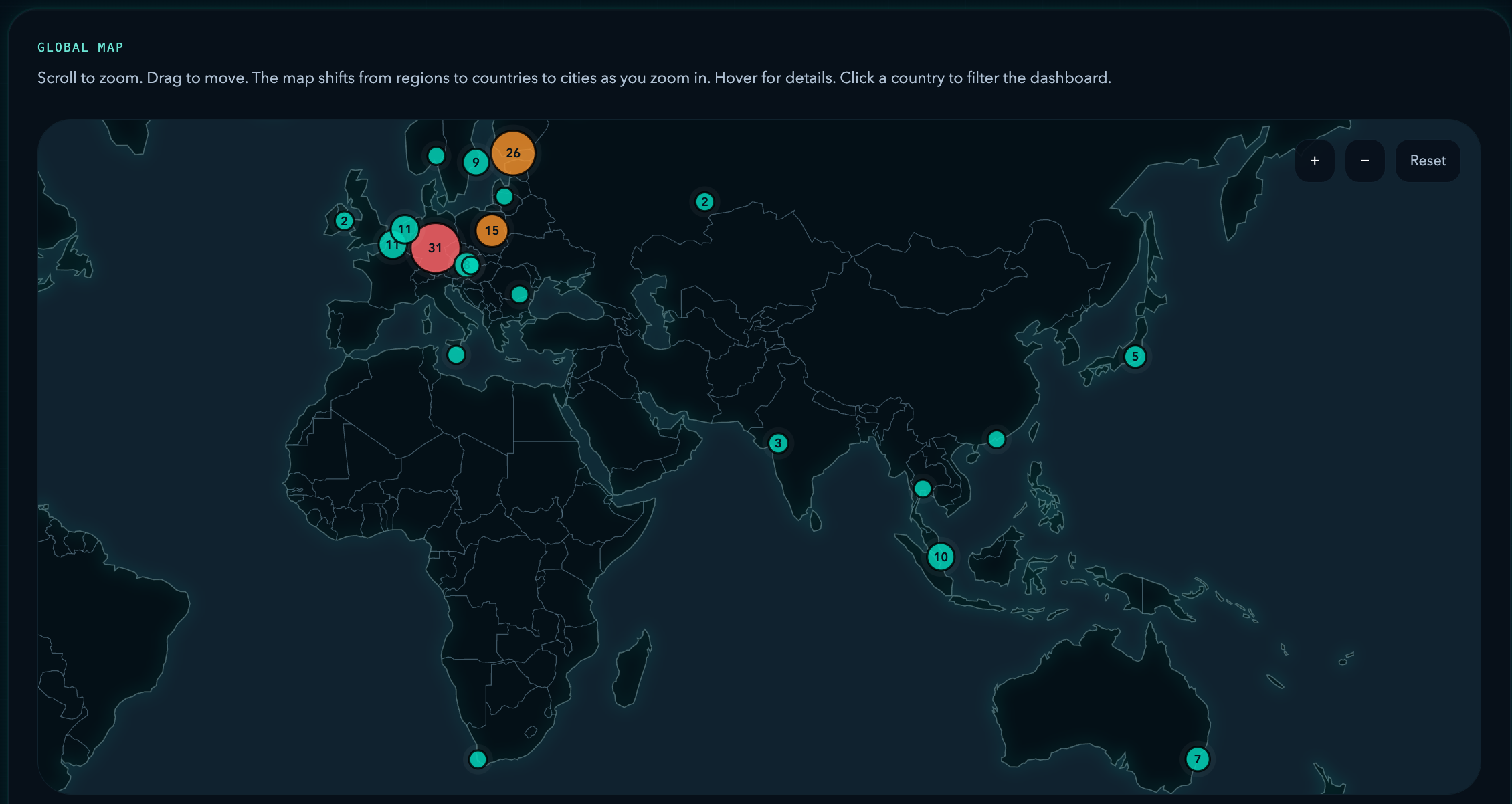 Monad testnet Europe and Asia validator map